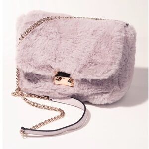 Elegant Faux Fur Lilac / Mauve Crossbody / Shoulder Bag